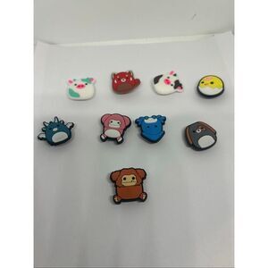 9pc Squish Mellow Animal Shoe/Bag Charm Set 🐝🐷🐄🐻